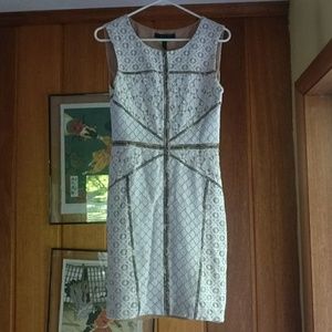 BCBG Max Azria Andreea white nude lace shift